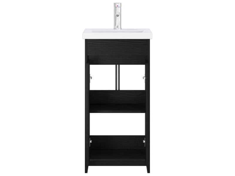 Meuble salle de bain avec évier, meuble de rangement chêne noir 42x40x84.5 cm shl9492 - Conforama D