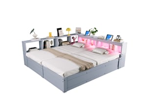Lit coffre 90x200 cm coloris gris