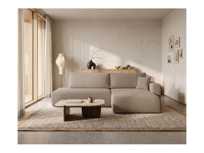 Canapé d'angle max réversible et convertible 5 places alya en velours côtelé - taupe ALYA - Conforama B