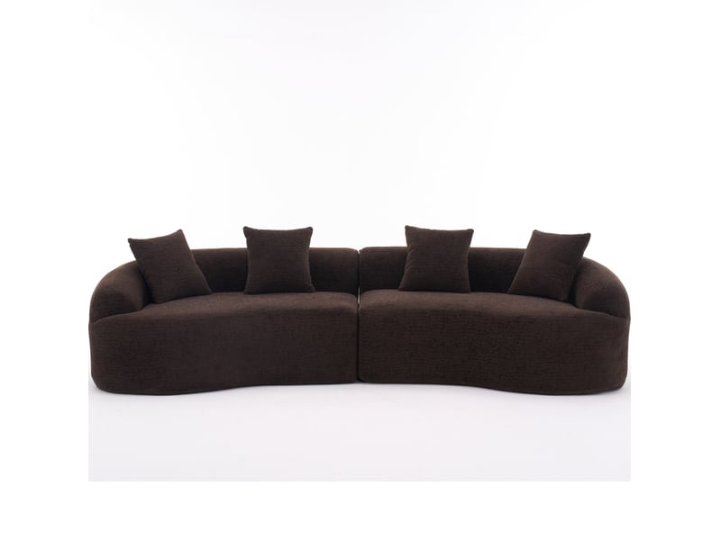 Canapé modulaire incurvé 4 places 275x115 cm – marron foncé – chenille confortable, sans montage - Conforama A