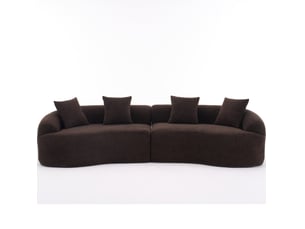 Canapé modulaire incurvé 4 places 275x115 cm – marron foncé – chenille confortable, sans montage
