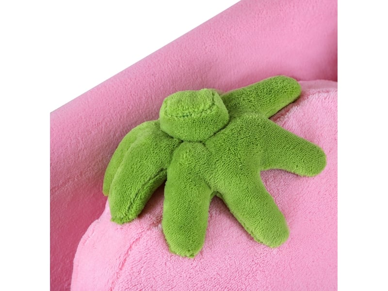  Canapé enfant 2 places 90x53x48 cm rose en bois, avec 2 coussins motif fraise pour chambre enfant  - Conforama D