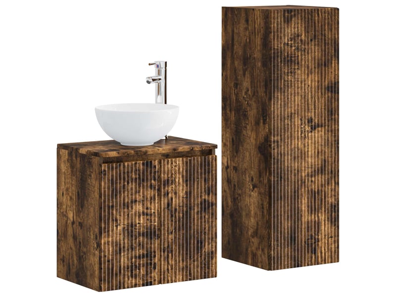 Ensemble de mobilier de salle de bain 2 pcs chêne fumé shl6556 - Conforama A