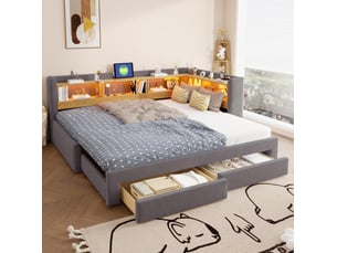 Lit extensible 90x200 cm <strong>MAISENTIEL</strong> <strong></strong> coloris gris