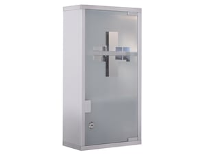 Armoire à pharmacie murale 25 x 12 x 48 cm argentée en acier inoxydable, porte verrouillable