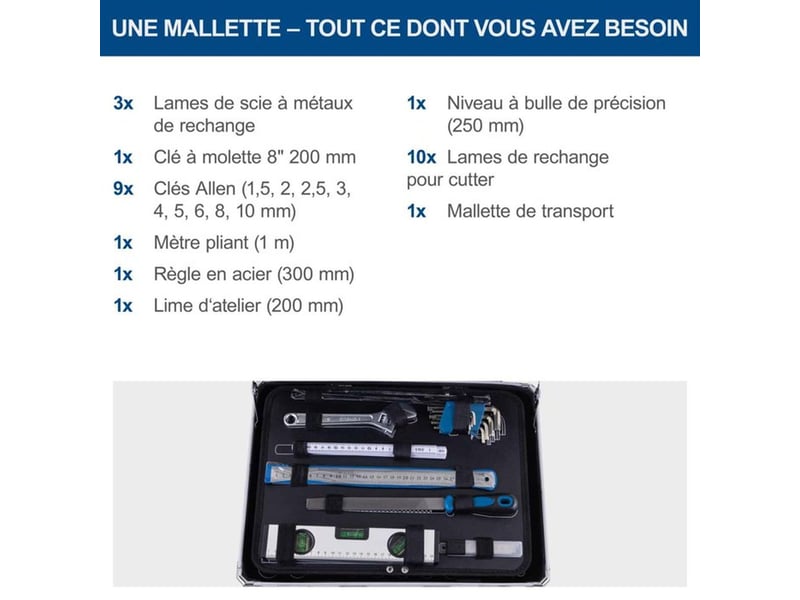  Coffret outils scheppach tb200 141 pieces chrome vanadium aluminium noir verrouillable 5909330900 - Conforama B