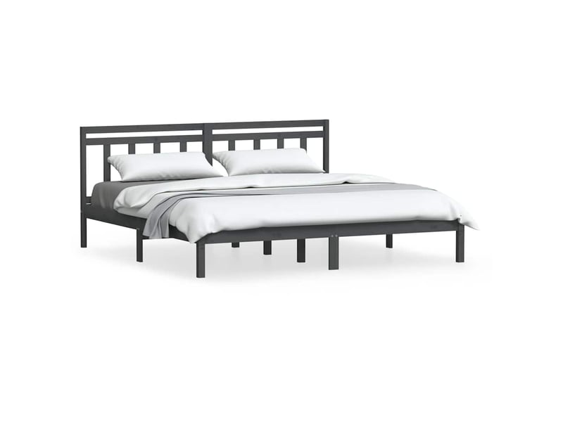  Lit double- lit adulte -  cadre de lit sans matelas gris bois massif 200x200 cm  - Conforama A