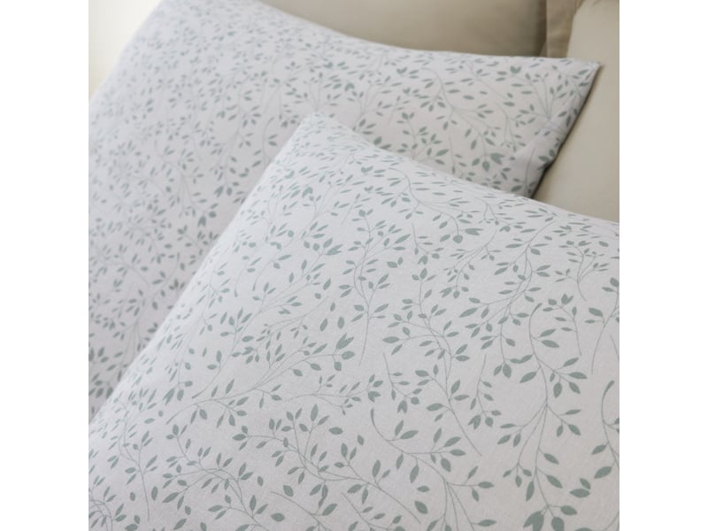 Parure housse de couette 260x240cm + 2 taies motif feuillage blanc et vert 100% gaze de coton - maho MAHO - Conforama E