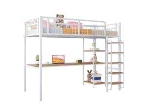 Lit mezzanine 90x200 cm <strong>REDOM</strong> <strong></strong> coloris blanc