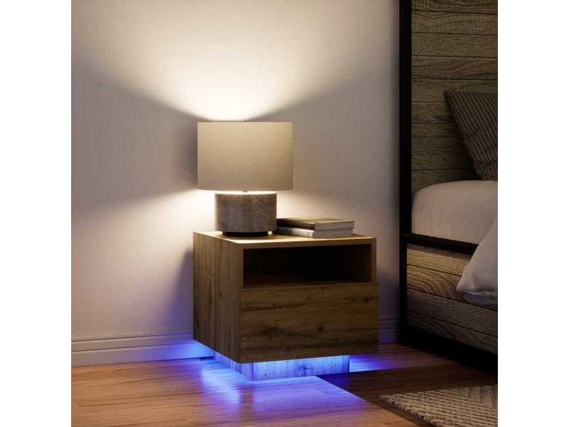 Table de chevet - cabinet de chevet - table de nuit chêne artisanal 40 x 39 x 37 cm - Conforama C