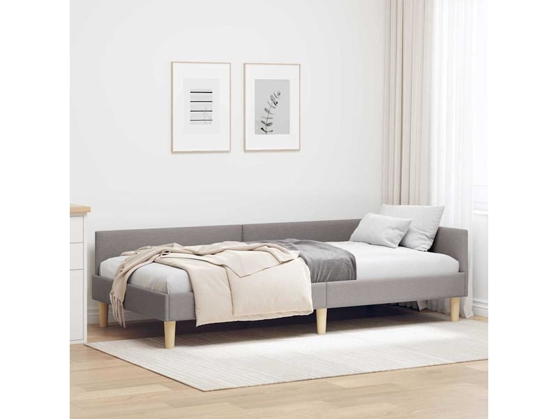  Lit adulte, lit simple, cadre de lit d'angle taupe 100x200cm tissu cf7358  - Conforama B