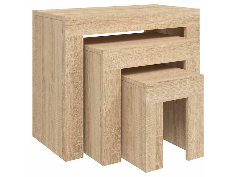  Tables basses gigognes 3 pcs | table de salon chêne sonoma bois d'ingénierie  - Conforama A