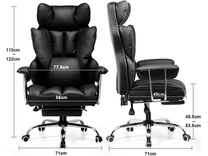  Gtplayer chaise de jeu en cuir pu, ergonomique, avec repose-pieds extensible, pivotante, 180 kg, noir GT200-BLACK-PU - Conforama C