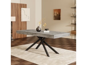 Table à manger extensible 140180 x 80 cm pour 6 à 8 personnes, forme rectangulaire, plateau épais et pieds en métal, style épuré pour salle à manger ou cuisine - gris