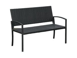 Banc de jardin 2 places 122x60x85 cm – noir – résine tressée, structure en acier, charge jusqu'à 240 kg