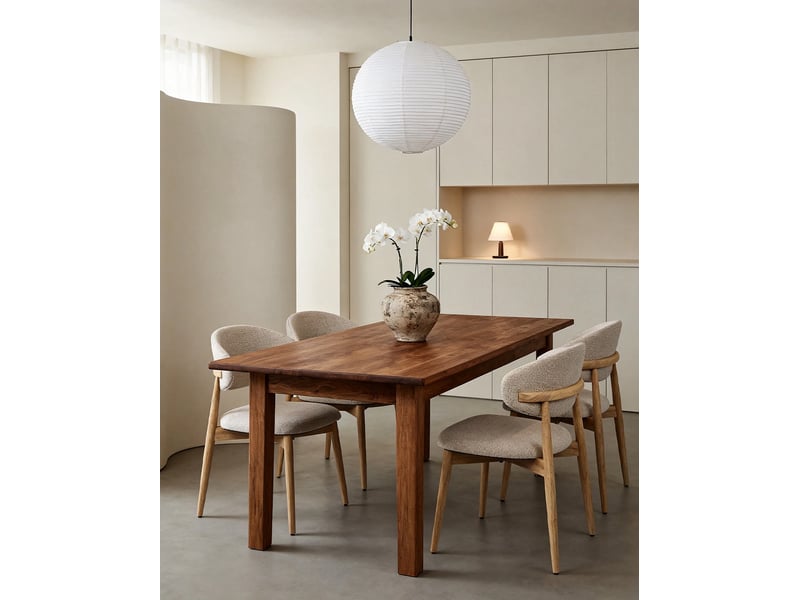  Chaise de salle à manger lot de 2 avec soutien lombaire et patins réglables, en tissu et bois naturel blanc cassé  - Conforama B