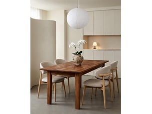 Chaise de salle à manger lot de 2 avec soutien lombaire et patins réglables, en tissu et bois naturel blanc cassé