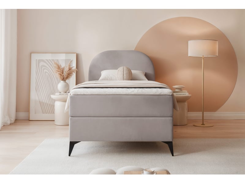 Lit coffre noelia - 90x200 cm - ouverture à droite - avec matelas et surmatelas - gris NOELIA - Conforama D
