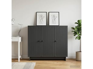 Buffet - bahut - meuble de rangement noir 89 x 34,5 x 80 cm bois d'ingénierie