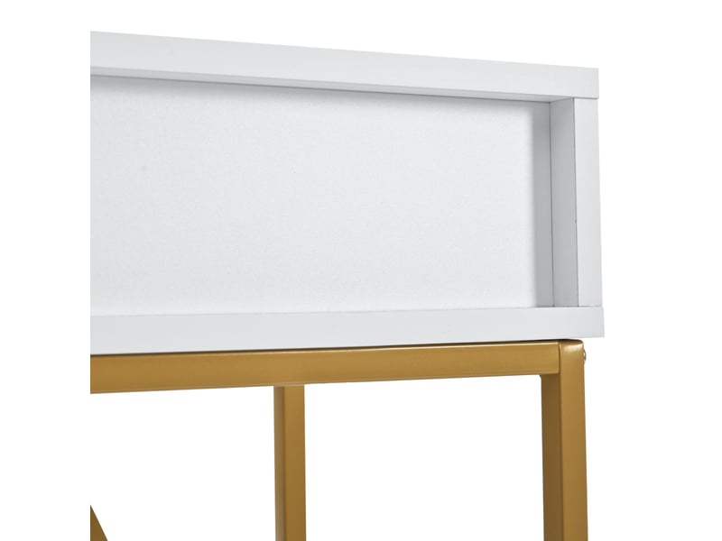  Console 110x32x85 cm 2 tiroirs mdf métal blanc et doré  - Conforama D