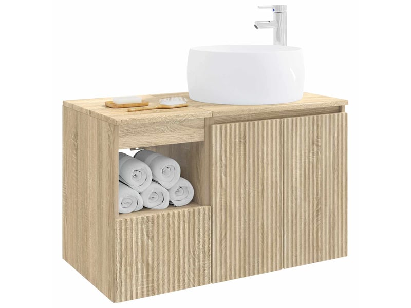  Ensemble de mobilier de salle de bain 2 pc chêne sonoma cf64135  - Conforama C