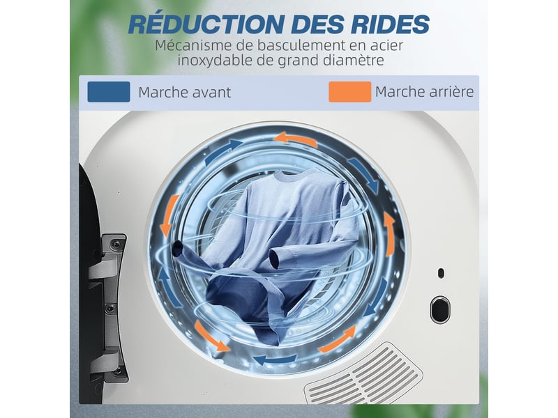 Sèche linge à évacuation électrique 800 w 4 kg avec 5 modes de séchage, charge frontale, cuve en acier inoxydable - Conforama R