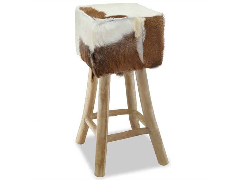 Tabouret de bar, chaise de bar cuir de chèvre et bois de teck solide shl5284  - Conforama E