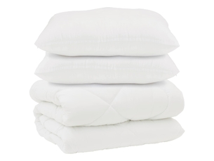 Couette avec oreillers 3 pcs - duvet blanc microfibre et plumes d'oie