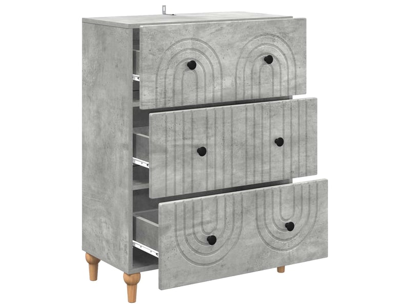  Armoire de rangement bureau, armoire à tiroirs gris béton 66 x 34,5 x 90 cm shl592  - Conforama E