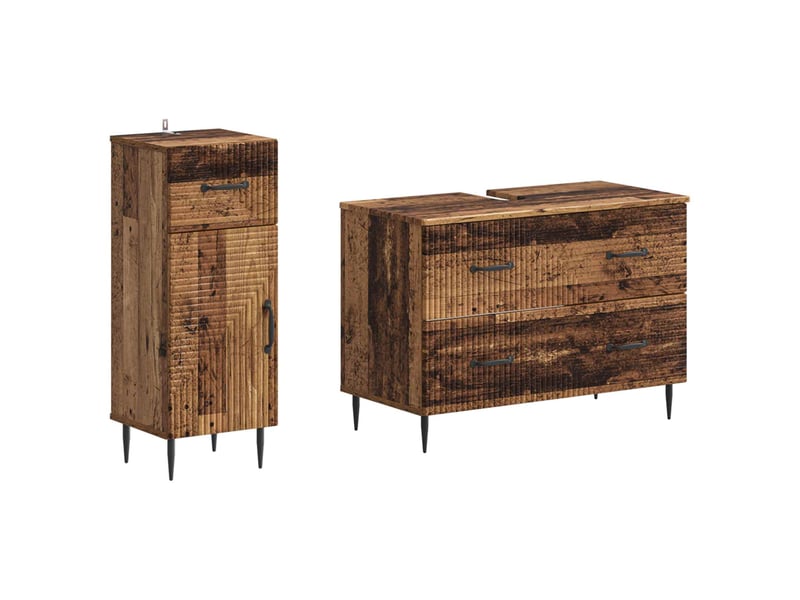 Ensemble de 2 meubles de salle de bain haarlem bois ancien cf63157 - Conforama A