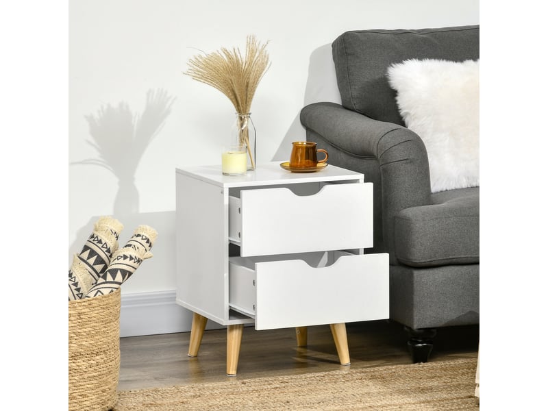  Table de chevet table de nuit avec 2 tiroirs, style scandinave pour chambre à coucher, salon, blanc, 40 x 35 x 50,5 cm  - Conforama W