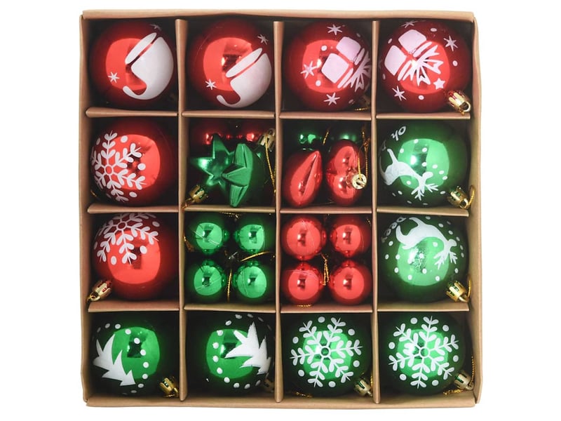Ensemble de boules de noël 40 pcs rouge et vert ø 6 cm plastique - Conforama C
