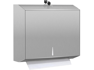 Distributeur d'essuie-mains mural en acier inoxydable avec serrure, distributeur de mouchoirs grande capacité,argent