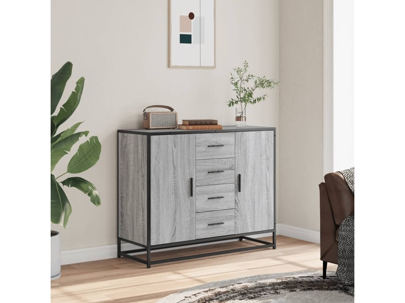  Buffet - bahut - meuble de rangement sonoma gris 92x35x76 cm bois d'ingénierie  - Conforama C