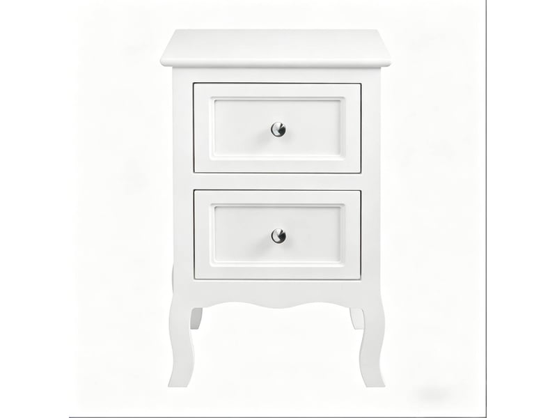  Table de chevet 40 x 30 x 60 cm – blanc – 2 tiroirs, plateau pratique et rangement compact au style moderne  - Conforama A