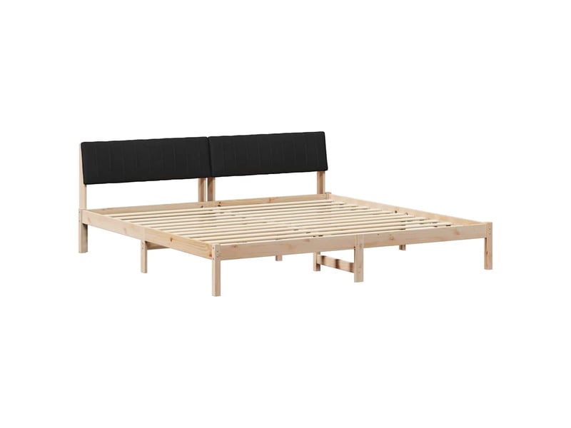  Lit double- lit adulte -  cadre de lit marron et noir 200 x 200 cm bois massif en pin  - Conforama A