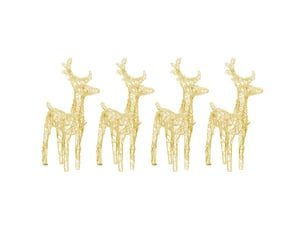 Rennes de noël 4 pcs 160 led blanc chaud acrylique