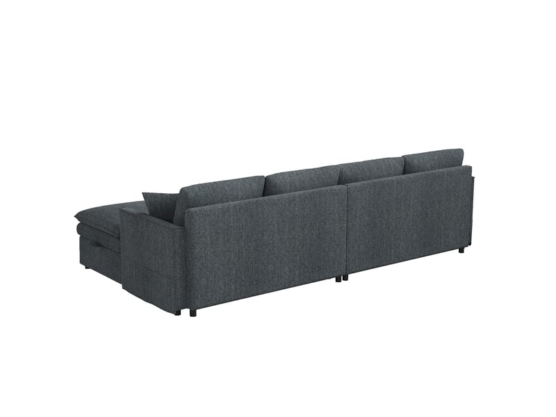  Canapé d’angle tcqpz modulable 6 places en u ou l 277 x 135 x 80 cm avec 2 poufs de rangement usb type-c gris  - Conforama A