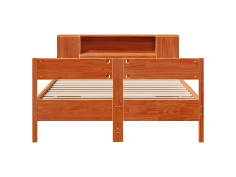  Lit adulte, lit double, lit bibliothèque sans matelas marron 140x200cm pin massif cf18004  - Conforama D
