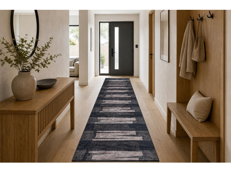  Tapis de couloir antidérapant lotus veneto 60910 rayures, géométriques marron lavable 100 cm 100x220 cm  - Conforama D