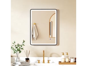 Miroir de salle de bain led antibuée avec cadre en métal noir 80x5x60 cm