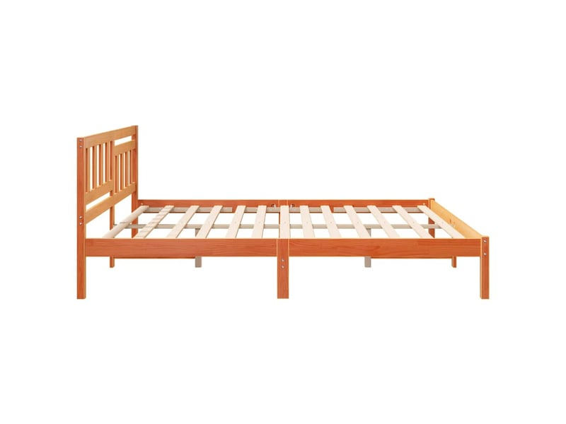  Lit double- lit adulte -  cadre de lit avec tête de lit brun  200 x 200 cm pin massif  - Conforama D