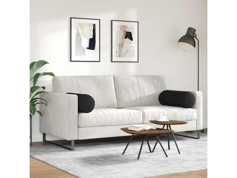  Lot de 2 coussins d'accent, coussins décoratifs, coussins lombaires noir ø 25 x 70 cm tissu en microfibre cf56748  - Conforama D