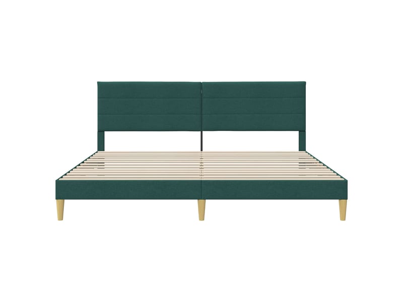  Lit double- lit adulte -  cadre de lit avec tête de lit vert foncé 200 x 200 cm tissu  - Conforama C