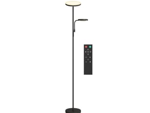 Lampadaire led 42 w ø 25 x h 175 cm – noir – double éclairage orientable, variateur et télécommande