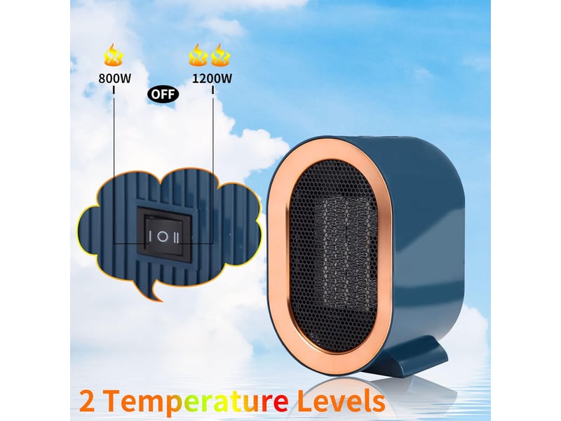  Chauffage électrique (bleu), 800,1200 w, mini chauffage d'appoint électrique portable pour la maison, le bureau, la chambre et la chambre à coucher, multicolore  - Conforama D