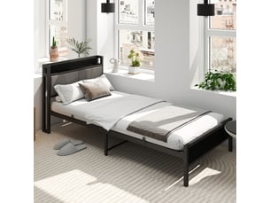 Lit simple 90x200 cm <strong>HAUSS SPOLE</strong> <strong></strong> coloris noir