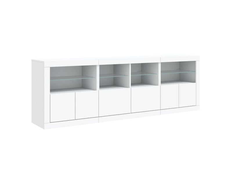 Buffet - bahut - meuble de rangement avec lumières led blanc 202x37x67 cm - Conforama E