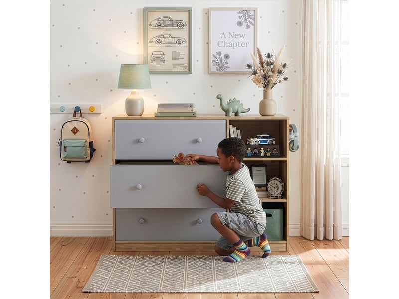 Commode à langer beldinupp 93 x 110 x 55 cm effet chêne gris [en.casa]  - Conforama W