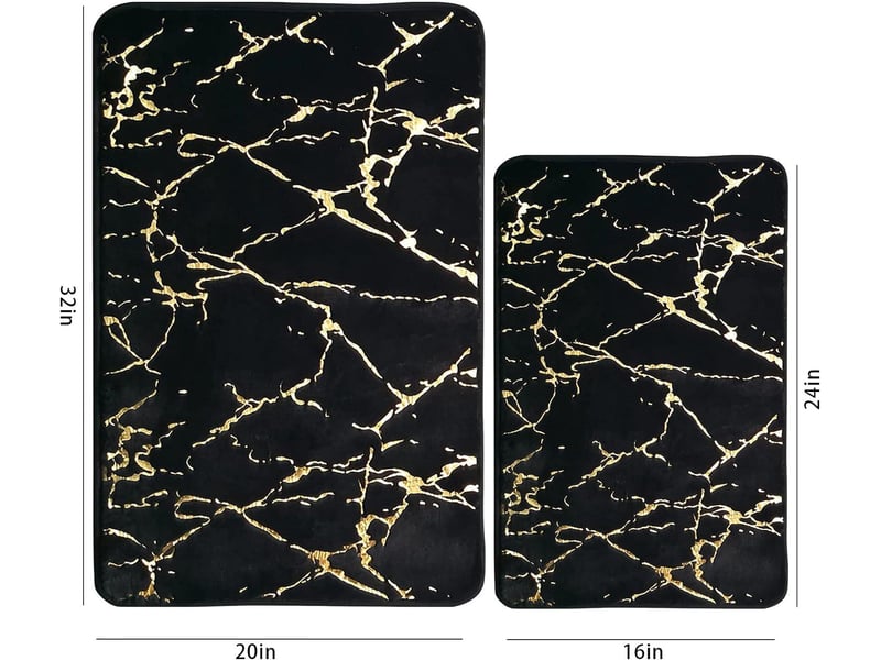  Tapis de salle de bain en marbre antidérapant or noir, tapis de douche lavable, décoration chambre, salon  - Conforama E